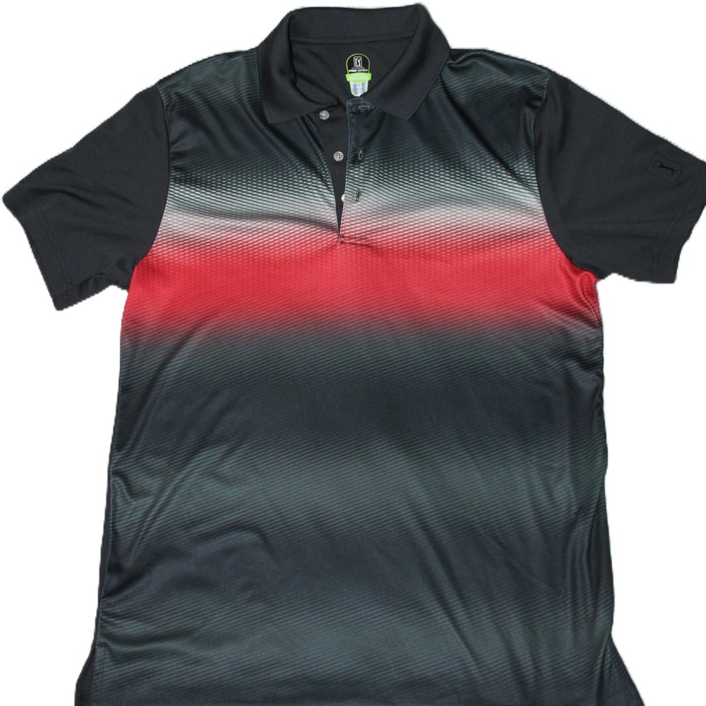 PGA TOUR Polo Shirt Mens L Black Colorblock Pro Series Moisture Wicking